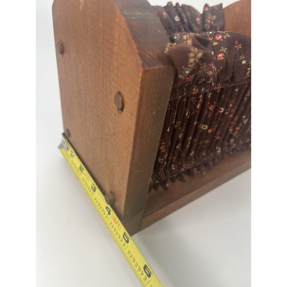 Vintage Wooden Napkin Holder: Cottagecore Fabric Basket - Picture 6 of 8